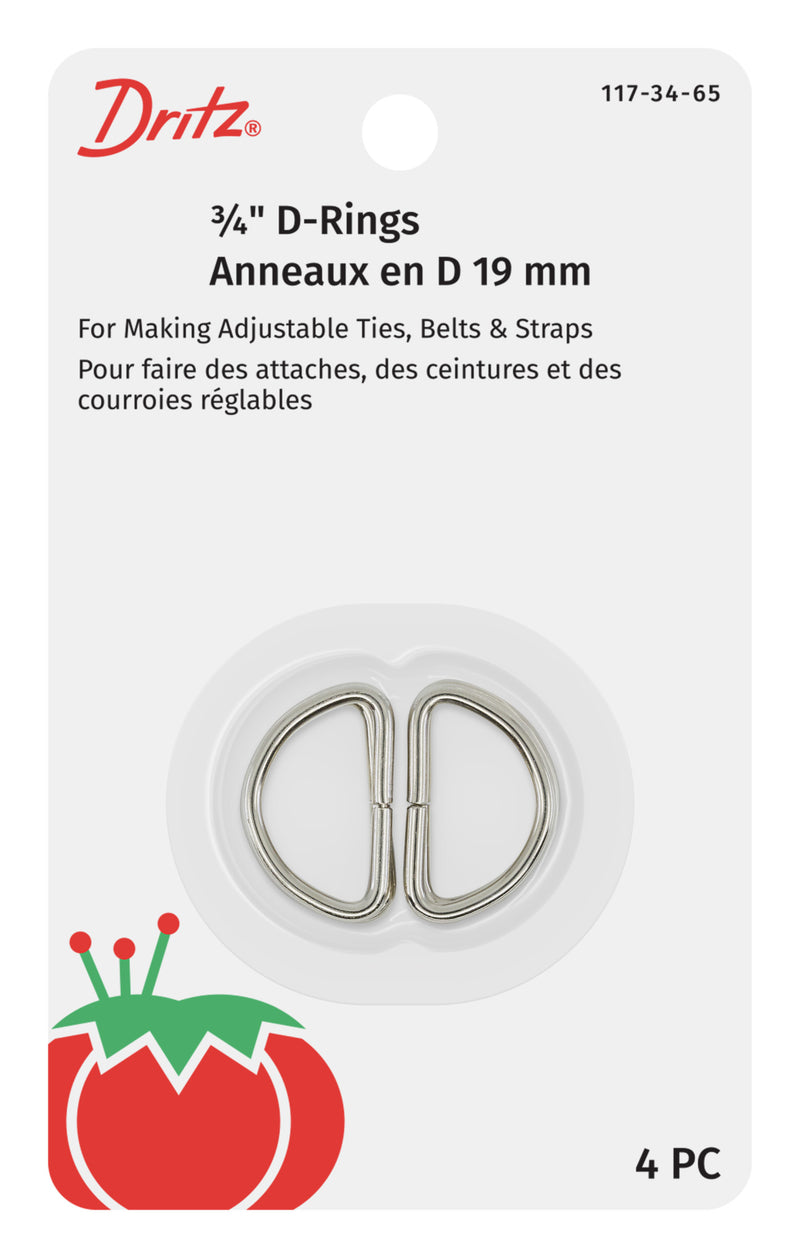 Load image into Gallery viewer, 117-34-65|Dritz 3/4" D-Rings, Nickel, 4 pc