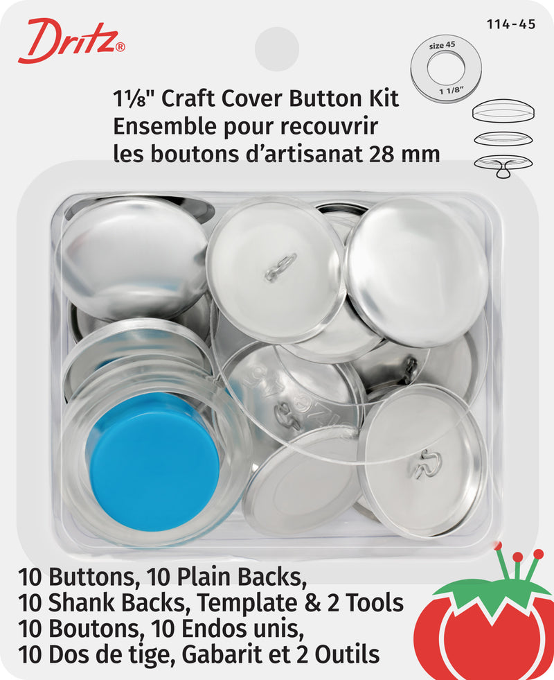 Load image into Gallery viewer, 114-45|Dritz 1-1/8" Craft Cover Button Kit, 10 Sets, Nickel