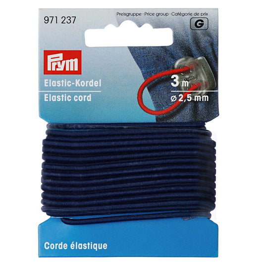 971237|Prym 2.5mm Elastic Cord, Navy Blue, 3 M