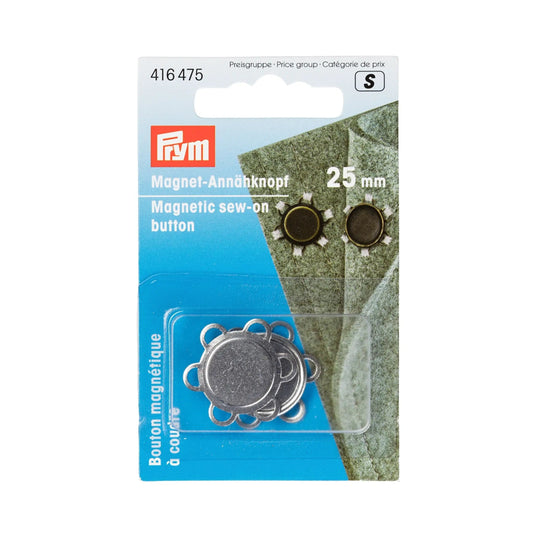 416475| Magnetic sew-on button 25 mm silver-coloured