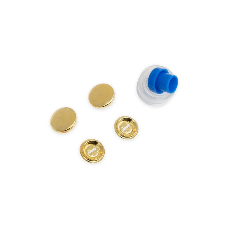 Cargue la imagen en el visor de la galería, 323215| Cover Buttons brass 15 mm with tool gold col