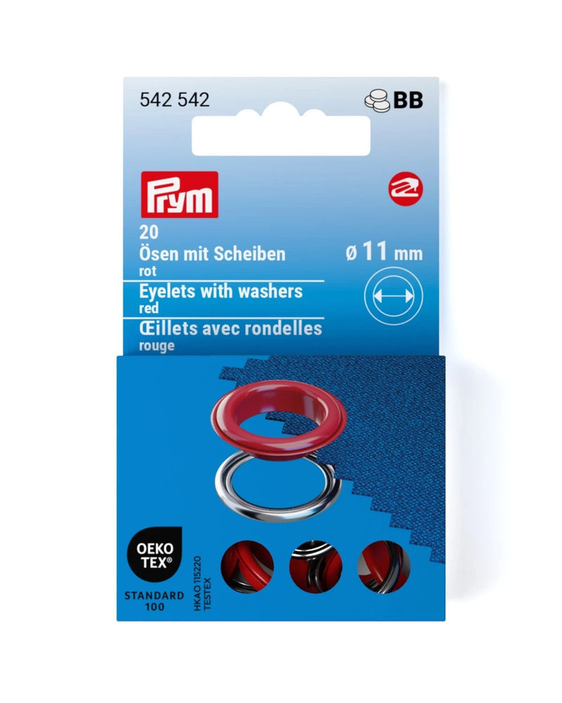 Load image into Gallery viewer, 542542|Prym Eyelets with washers 11 mm Red 20pc