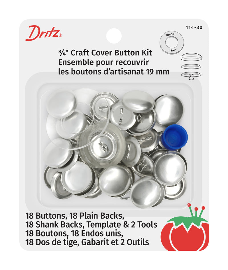 Load image into Gallery viewer, 114-30|Dritz 3/4" Craft Cover Button Kit, 18 Sets, Nickel