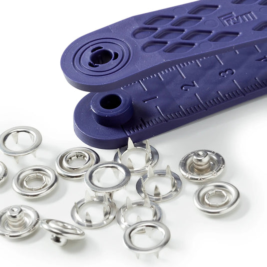 390107|Prym JERSEY 10 mm silver with tools 10pc