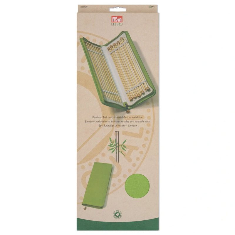 Load image into Gallery viewer, 222930|Prym 13" Single Point Knitting Needle Set, Bamboo, 3.0-8.0mm