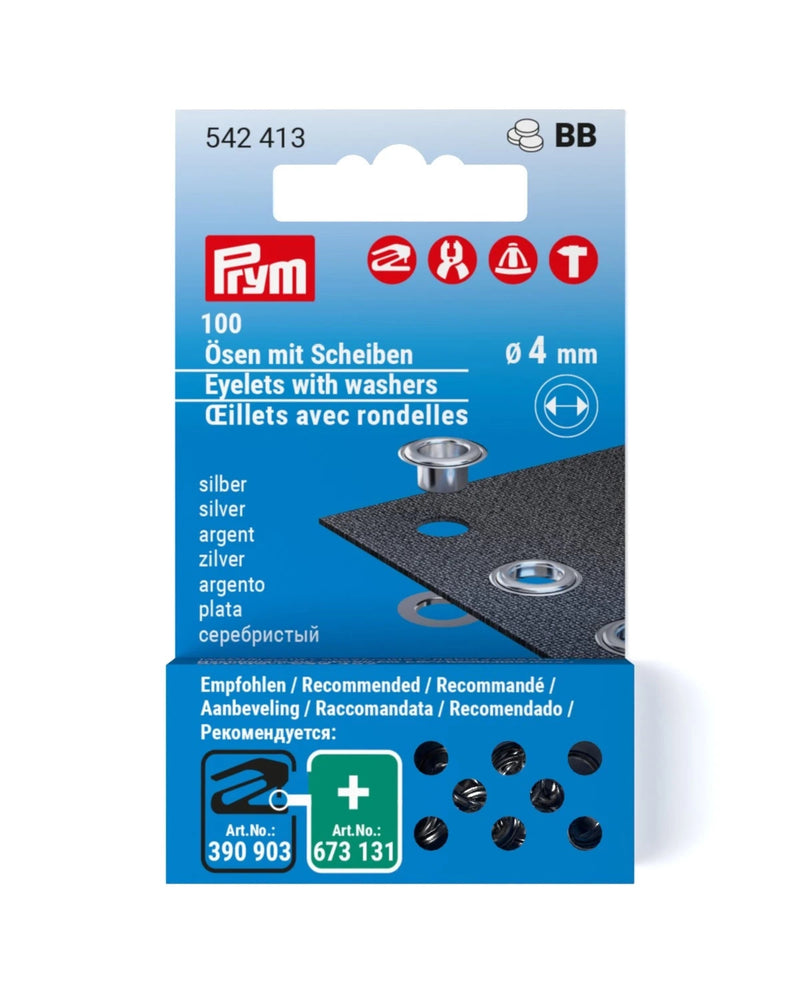 Load image into Gallery viewer, 542413|Prym Eyelets with washers 4 mm refill silver 100pc