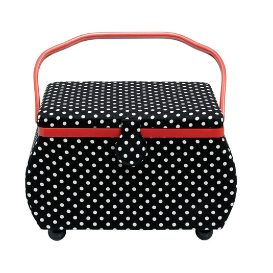 612246| Sewing basket Polka Dots black/white L