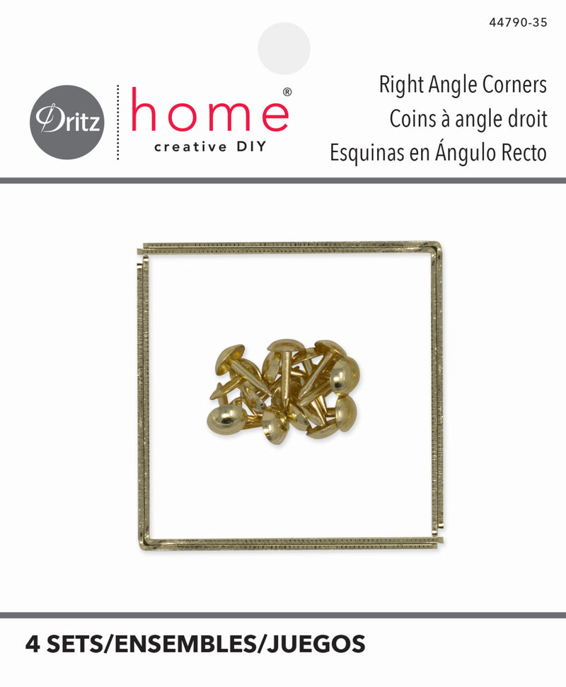 Load image into Gallery viewer, 44790-35|Dritz Smooth Right Angle Corners, Small, Brass, 4 pc