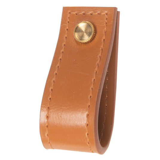 44335-73|Dritz 5-1/2" Faux Leather Handle Set, Ocher Brown