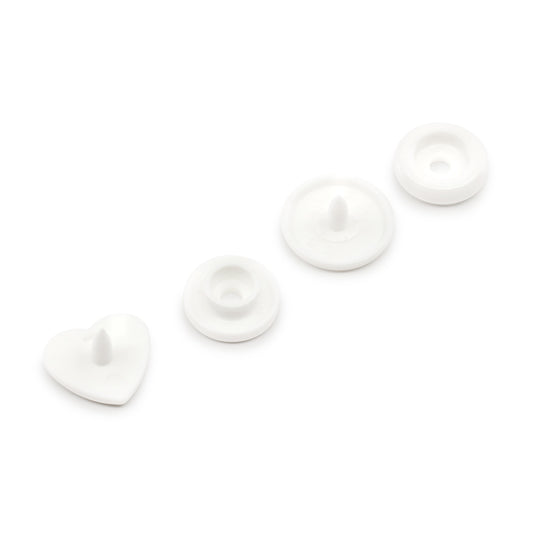 984-H-9|Dritz Plastic Color Heart Snaps, 12 Sets, White