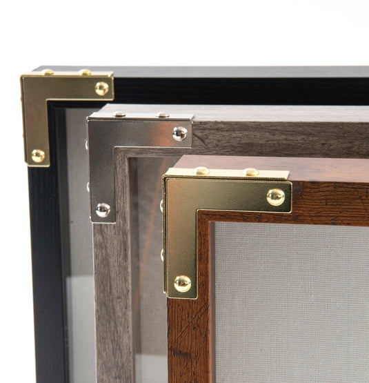 44788-35|Dritz Smooth Campaign Hardware Corners, Small, Brass, 4 pc