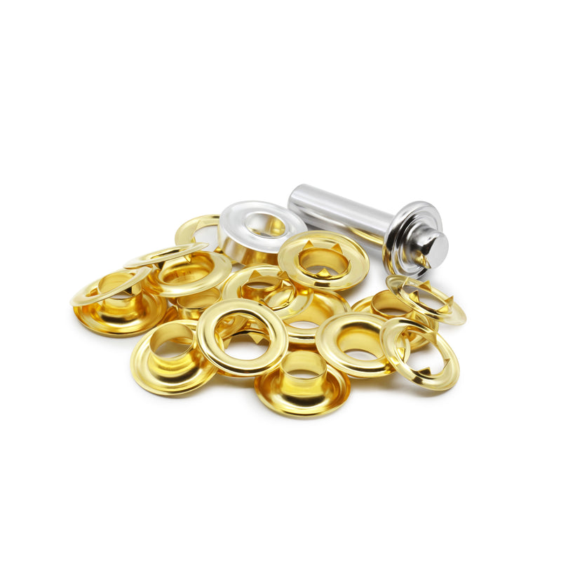 Cargue la imagen en el visor de la galería, 660|Dritz 7/16" Extra-Large Eyelets &amp; Tools, 10 Sets, Brass