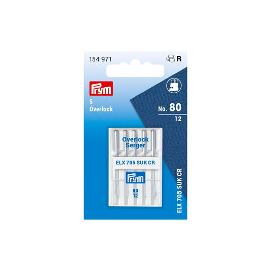 154971|Prym Overlock Sewing Machine Needles, Size 12 (No. 80), 5 pc