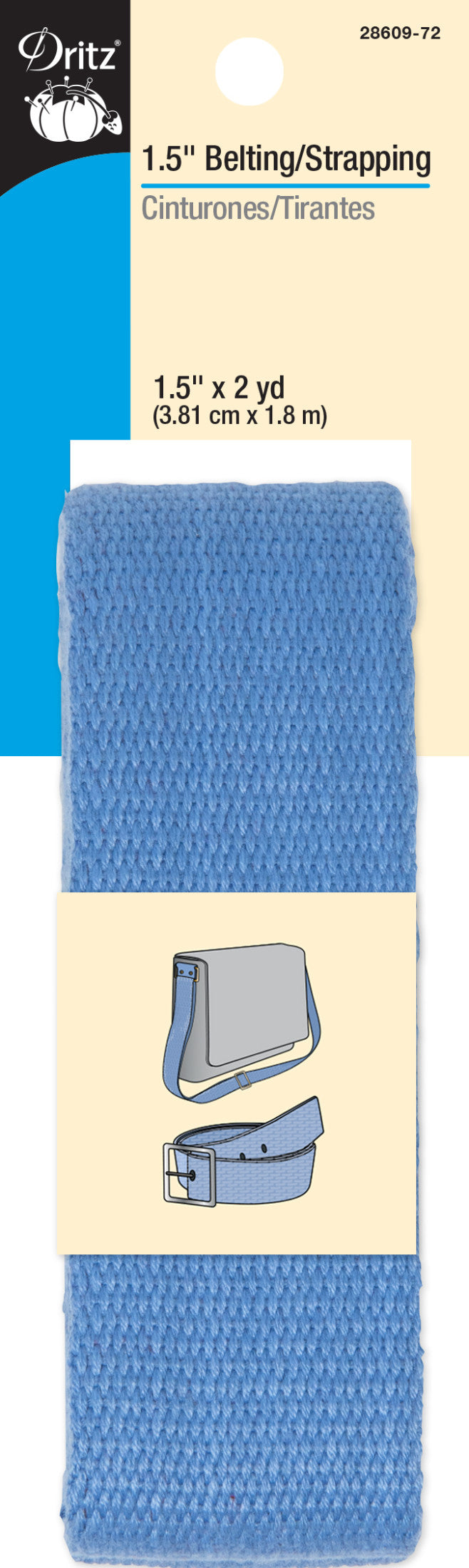 Load image into Gallery viewer, 28609-72|Dritz 1-1/2" Polyester Belting &amp; Strapping, Cornflower, 2 yd