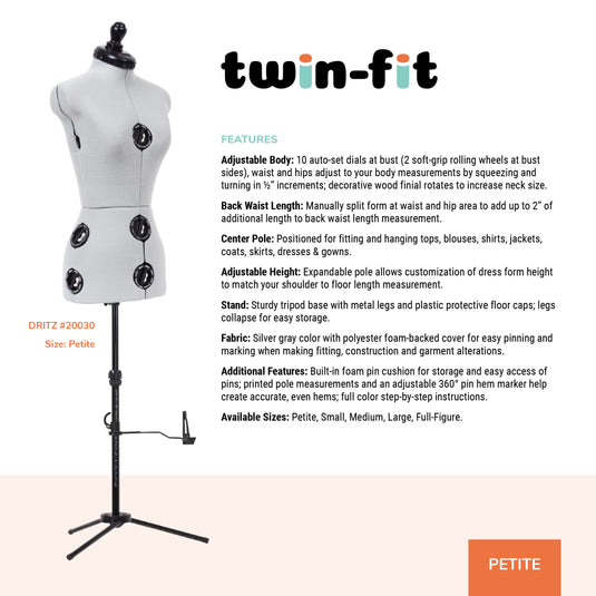 Dritz Twin-Fit Adjustable Dress Form Prym Americas Dritz Twin-Fit Adjustable Dress Form Prym Americas