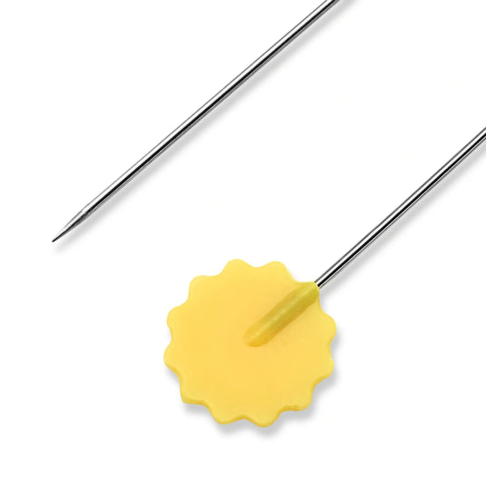 028520|Prym 2" Flat Flower Head Pins, Yellow, 50 pc