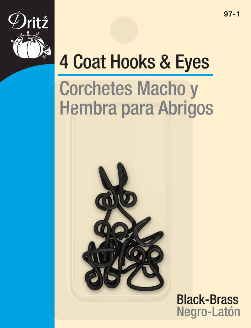 Load image into Gallery viewer, 97-1|Dritz Coat Hooks &amp; Eyes, 4 pc, Black