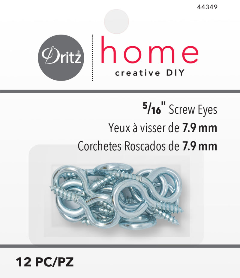 Load image into Gallery viewer, 44349|Dritz 5/16" Screw Eyes, Silver, 12 pc
