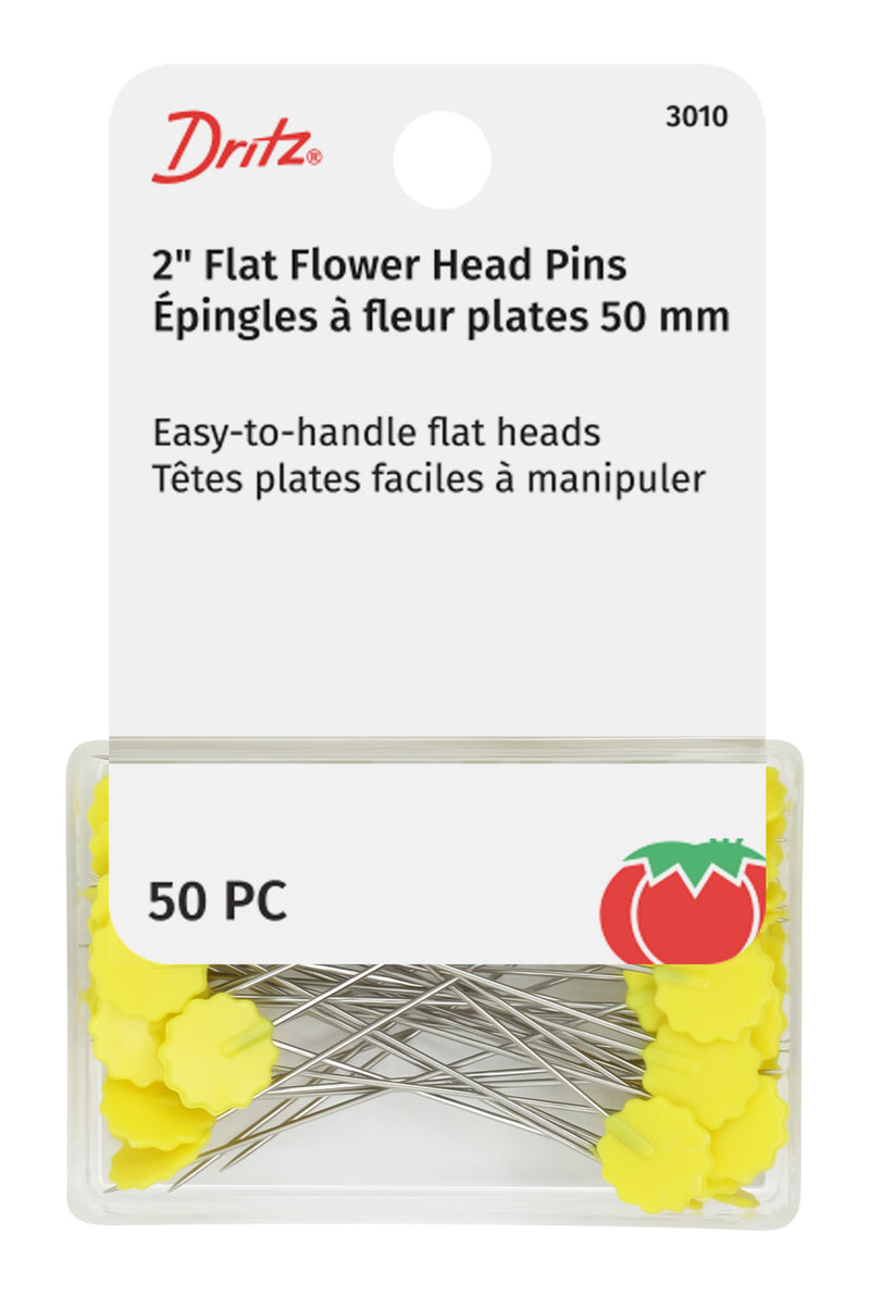 Load image into Gallery viewer, 3010|Dritz 2" Flat Flower Pins, Yellow, 50 pc