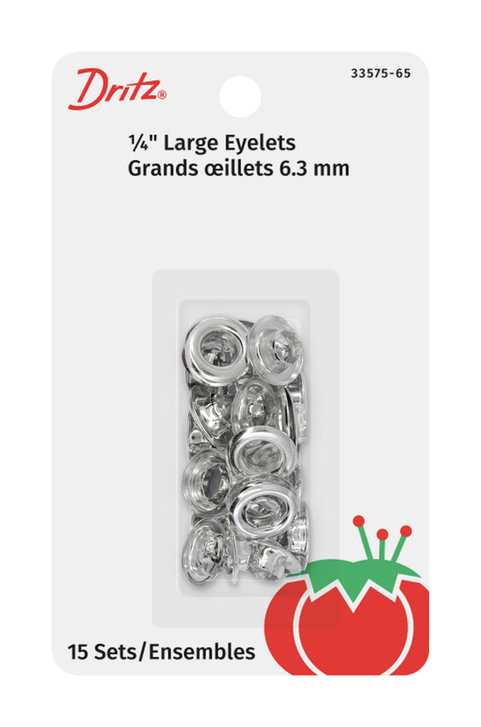 33575-65|Dritz 1/4" Large Eyelets, 15 Sets, Nickel