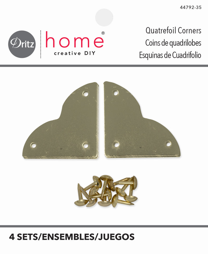 Load image into Gallery viewer, 44792-35|Dritz Smooth Quatrefoil Corners, Small, Brass, 4 pc