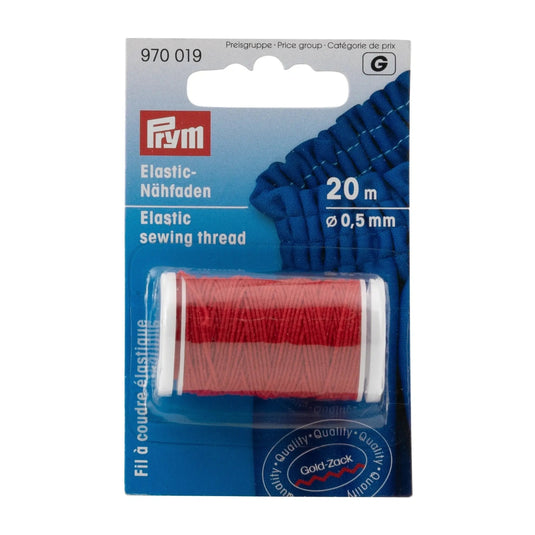 970019|Prym Elastic Sewing Thread, Red, 22 YD (20 M)