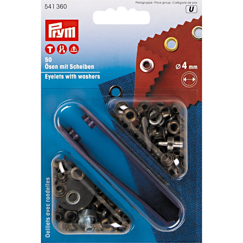 Load image into Gallery viewer, 541360|Prym Eyelets with washers 4mm antique brass with tools 50pc