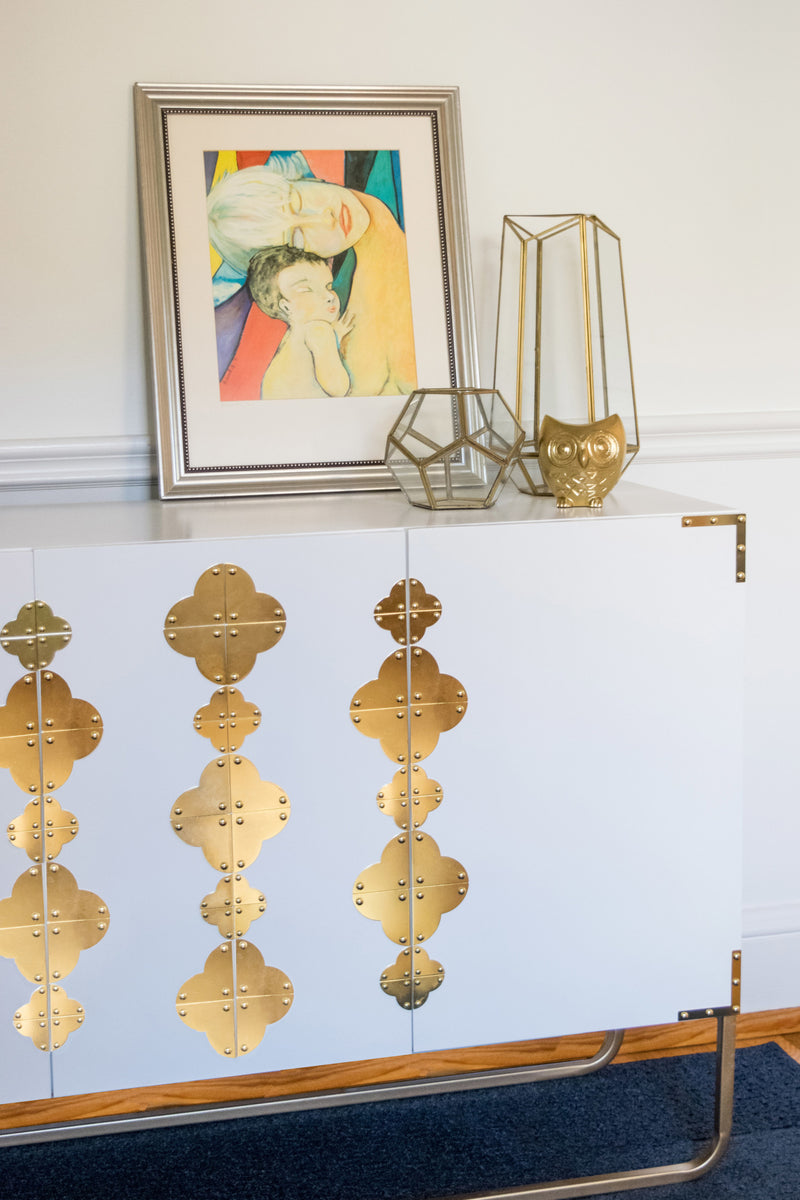 Load image into Gallery viewer, 44793-35|Dritz Smooth Quatrefoil Corners, Large, Brass, 4 pc
