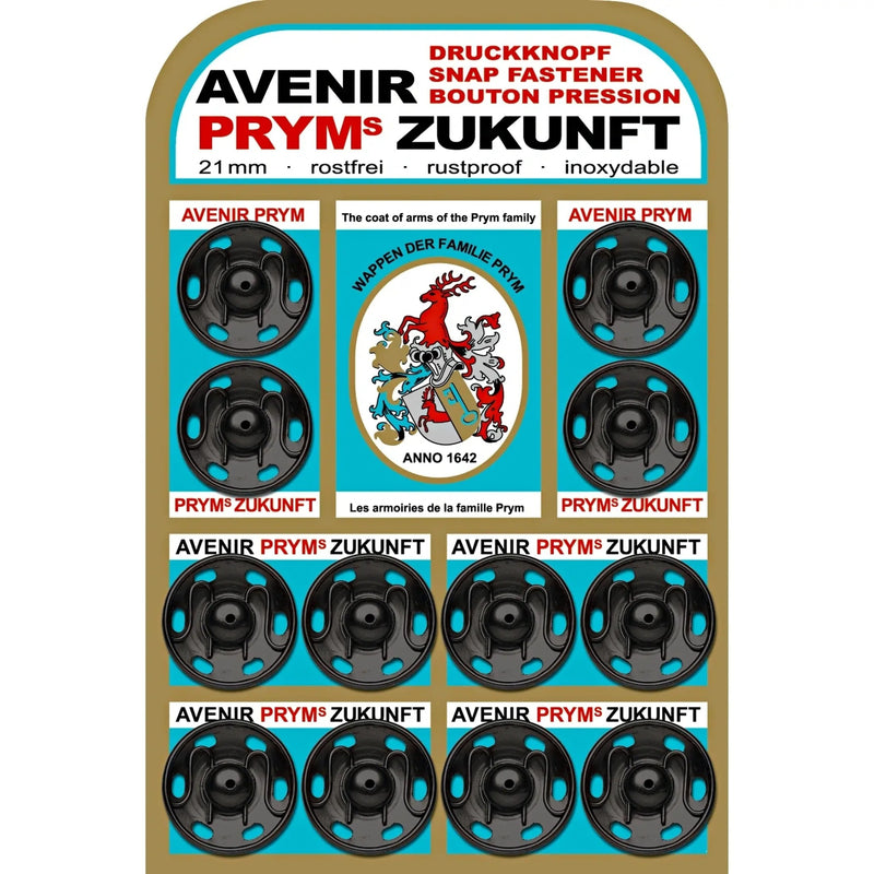 Load image into Gallery viewer, 341137|Prym 21mm Sew-On Snaps, 12 Sets, Black