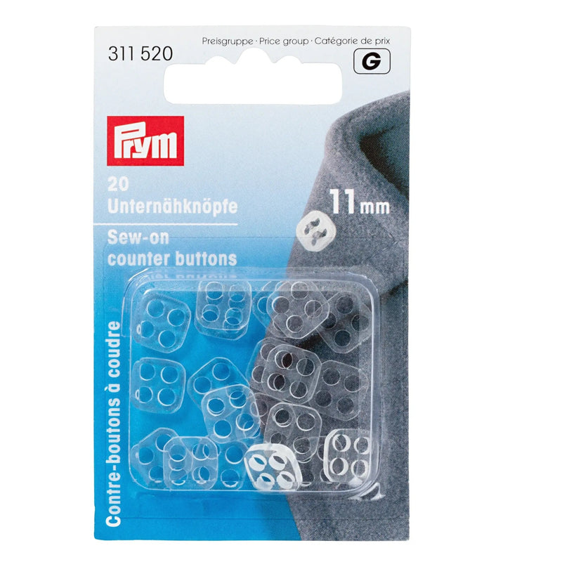 Cargue la imagen en el visor de la galería, 311520| Sew-On Counter Buttons plastic transparent 11 mm