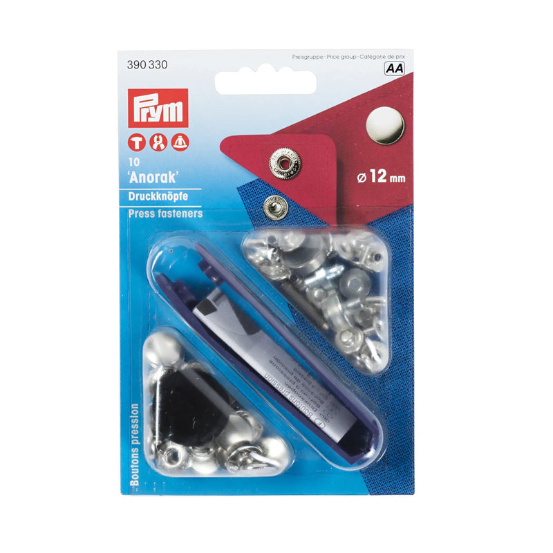 Load image into Gallery viewer, 390330|Prym ANORAK 12 mm silver with tools 10pc