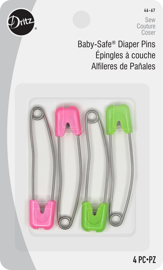 46-67|Dritz Bright Baby-Safe Diaper Pins, 4 Count, Assorted Colors