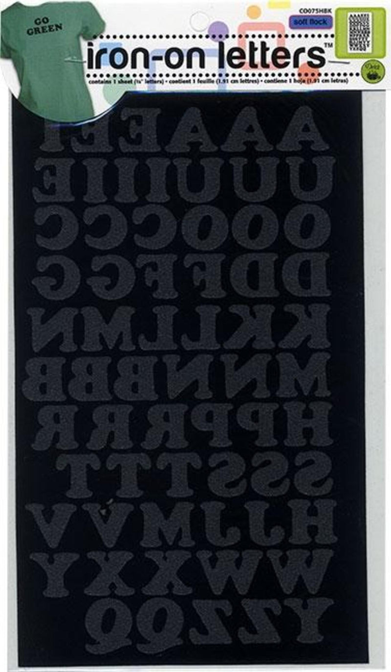 Load image into Gallery viewer, CO075HBK|Dritz Soft Flock Iron-On Letters, 1 Sheet, Black