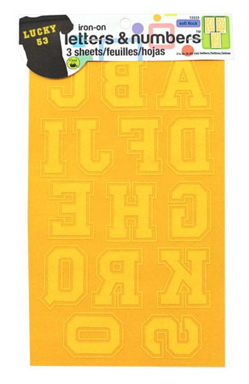 Load image into Gallery viewer, 15555|Dritz Soft Flock Iron-on Letters, 3 Sheets, Yellow