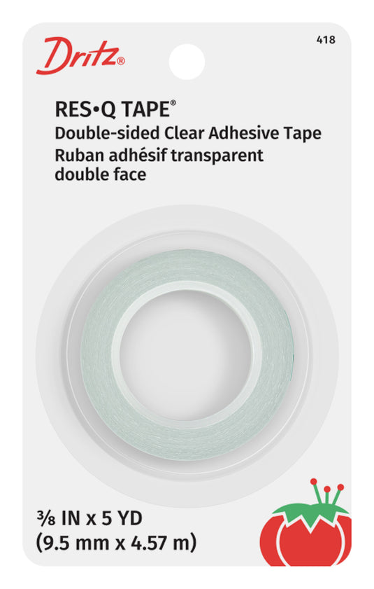 418|Dritz 3/8" Res-Q-Tape, Double-Sided Adhesive Tape, Clear, 5 yd