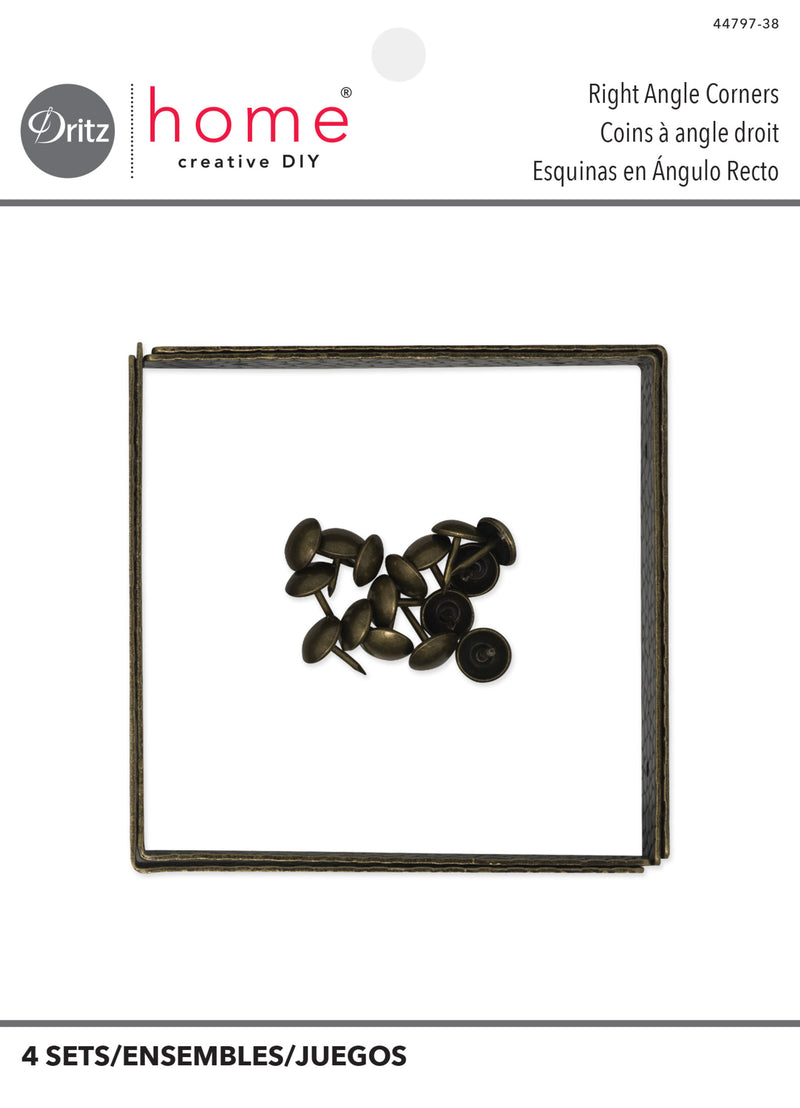 Load image into Gallery viewer, 44797-38|Dritz Textured Right Angle Corners, Large, Antique Brass, 4 pc