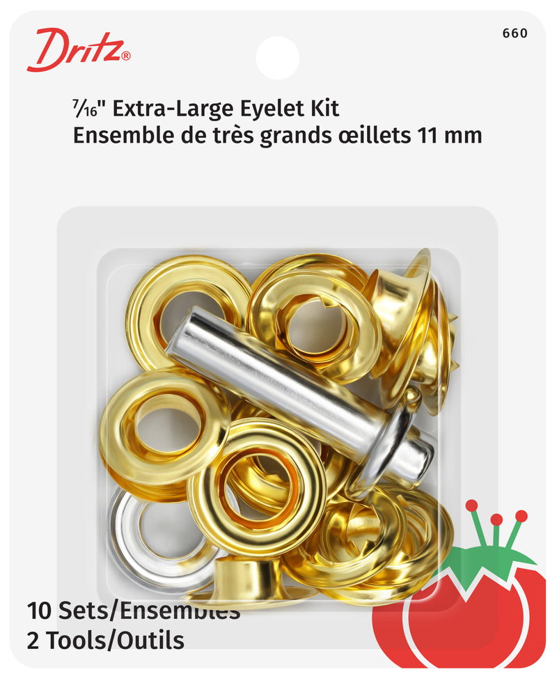 Load image into Gallery viewer, 660|Dritz 7/16" Extra-Large Eyelets &amp; Tools, 10 Sets, Brass
