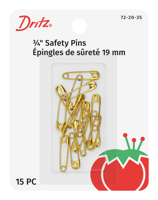 72-20-35|Dritz 3/4" Safety Pins, Gilt, 15 pc