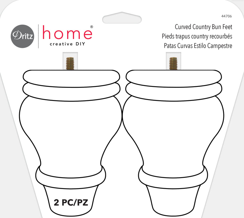 Load image into Gallery viewer, 44706|Dritz Curved Country Bun Feet, Natural, 2 pc