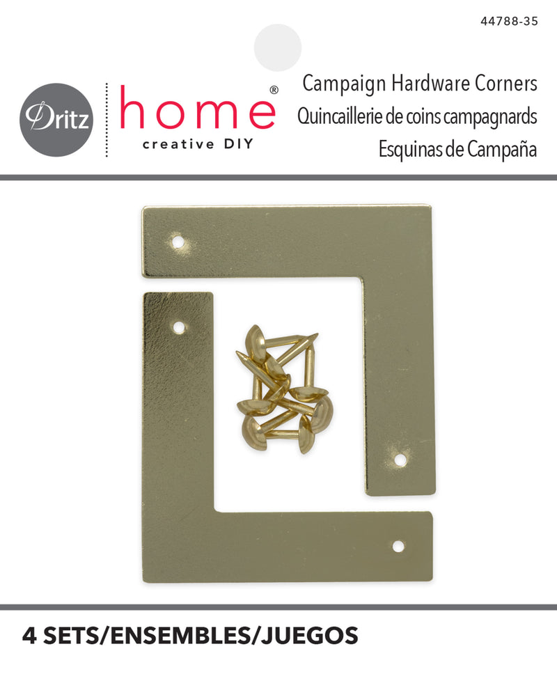 Load image into Gallery viewer, 44788-35|Dritz Smooth Campaign Hardware Corners, Small, Brass, 4 pc