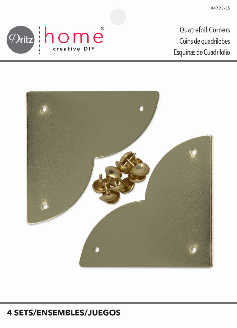 Load image into Gallery viewer, 44793-35|Dritz Smooth Quatrefoil Corners, Large, Brass, 4 pc