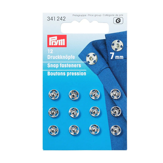 341242| Sew-On Snap Fasteners brass 7 mm silver col