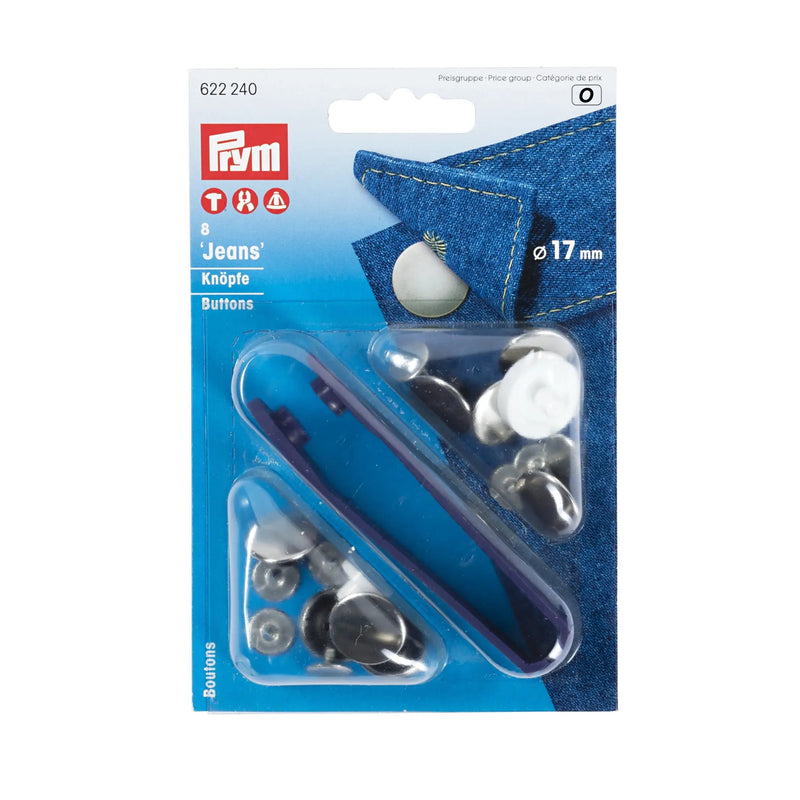 Load image into Gallery viewer, 622240|Prym JEANS Buttons 17 mm silver 8pc