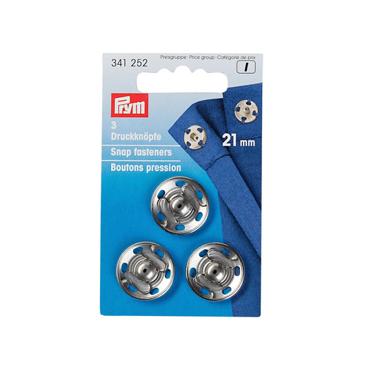 341252| Sew-On Snap Fasteners brass 21 mm silver col