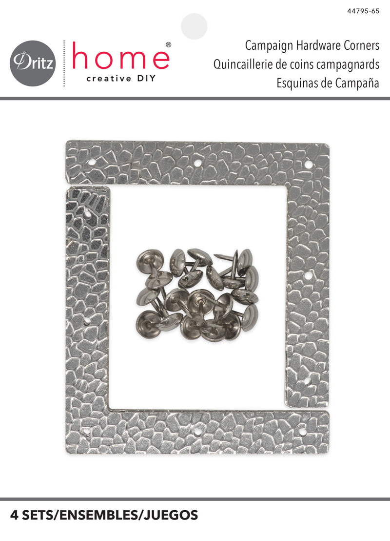 Load image into Gallery viewer, 44795-65|Dritz Textured Campaign Corners, Large, Nickel, 4 pc