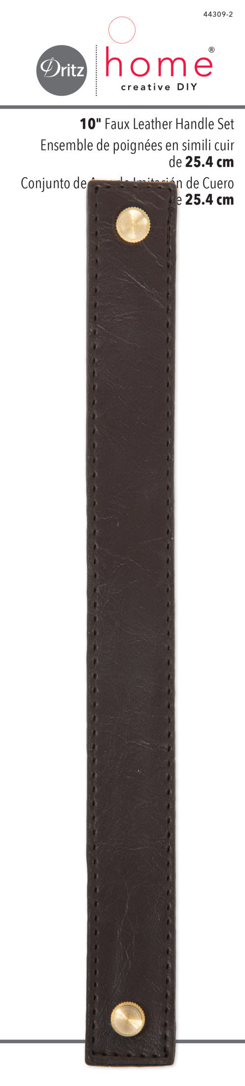 44309-2|Dritz 10" Faux Leather Handle Set, Brown