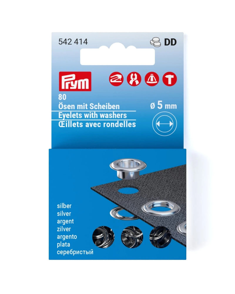 Load image into Gallery viewer, 542414|Prym Eyelets with washers 5 mm refill silver 80pc