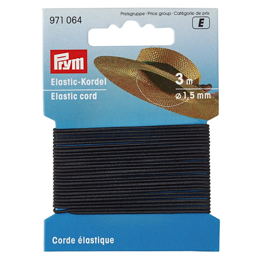 971064|Prym 1.5mm Elastic Cord, Black, 3 M