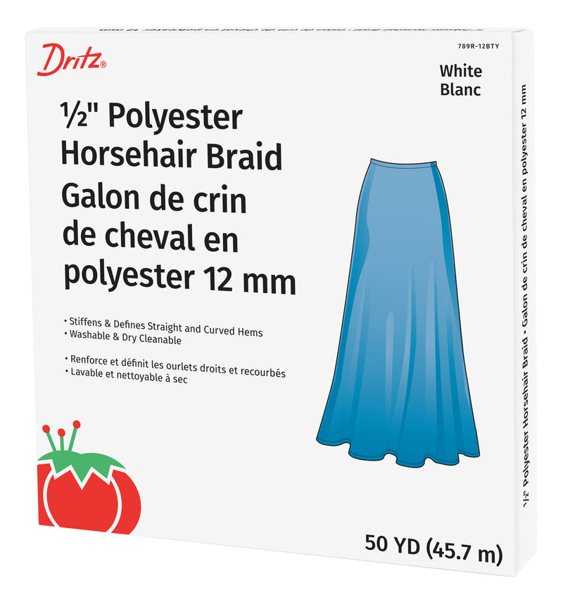 Cargue la imagen en el visor de la galería, 789R-12BTY|Dritz 1/2" Polyester Horsehair Braid, White, 50 yd
