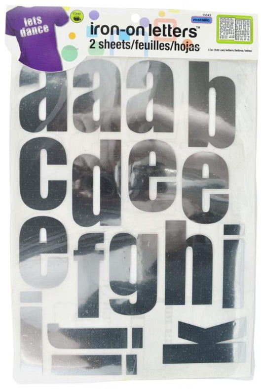 15543|Dritz Metallic Iron-on Letters, 2 Sheets, Black